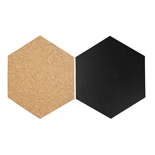 SECURIT Hexagon Cork & chalkboards-Set of 7 pcs (4X Chalkboard + 3X Cork) Bolsa para Calcetines, 23 cm, Negro (Black)