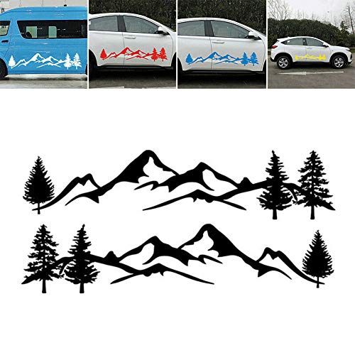 SELUXU Mountain Tree Car-Styling Vehículo Cuerpo 2 Falda Lateral Camping Autocaravana Trailer Calcomanías Pegatinas Decoración