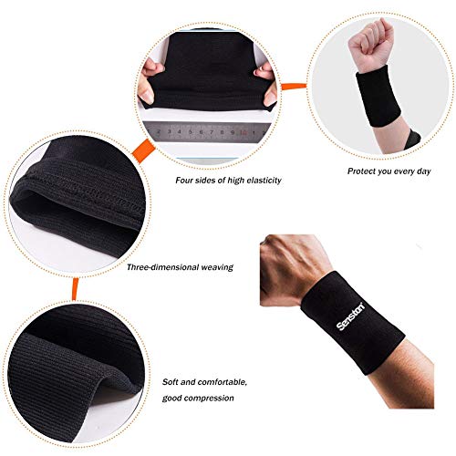 Senston Muñequeras de Compresión Deportes Banda Munequera Baloncesto Munequeras Tenis Wrist Wraps para Bádminton,Gimnasio,Ciclismo, Voleibol, Fútbol, Capacidad de absorción Ligera