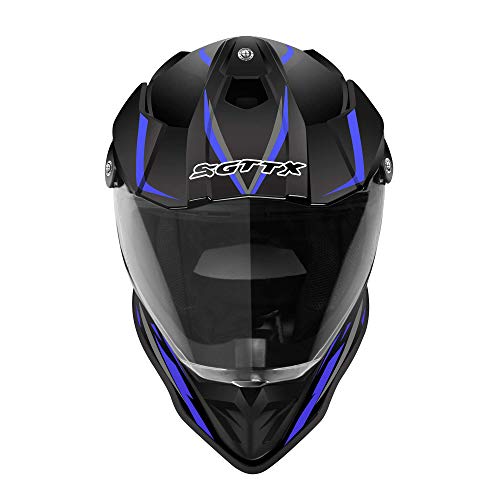 SGTTX Casco de Motocross Casco de Motocicleta Casco de Carreras de Motos Downhill Casco Integral MX Casco Cross Enduro Quad Mountain Casco ECE para Mujeres Hombres Adultos-Azul S (55-56CM)