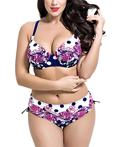 Shaoyao Mujer Estampado Dividido Bikini Tallas Grandes Bañadores Traje De Baño Tops Y Braguitas Armada 50