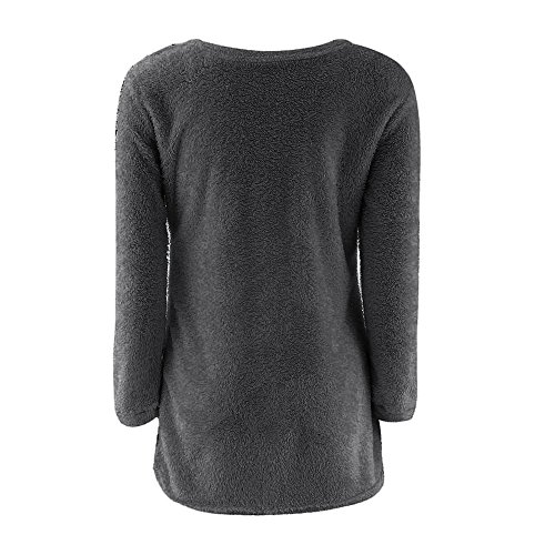 SHOBDW Mujer Suéter para Mujer Cuello Redondo Cárdigan Ocasional Sólido Suelto Otoño Invierno Tops de Manga Larga Cálido Prendas de Punto Jersey Jerséis Blusa Abrigo Vestido(Gris,XL)