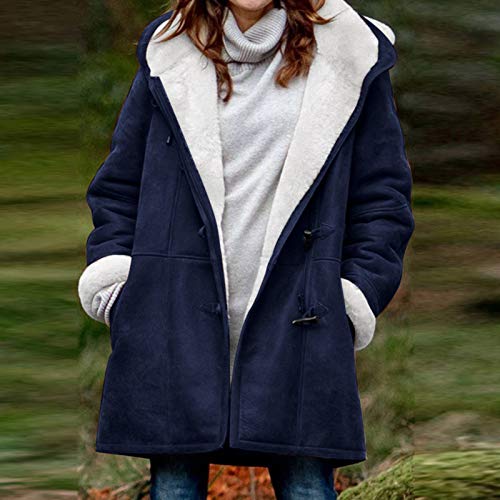 SHOBDW Mujer Venta Liquidación Sólidos Manga Larga Suéteres de Felpa Suave Jerséis Calientes Abrigo de Lana Artificial Chaqueta de Solapa Invierno Espesar Prendas de Vestir Exteriores (Gris,2XL)