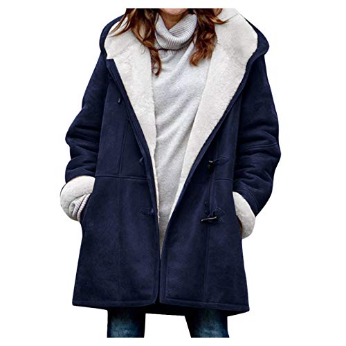 SHOBDW Mujer Venta Liquidación Sólidos Manga Larga Suéteres de Felpa Suave Jerséis Calientes Abrigo de Lana Artificial Chaqueta de Solapa Invierno Espesar Prendas de Vestir Exteriores (Gris,2XL)