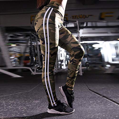 SHOBDW Pantalones Mujer Moda Camuflaje Imprimir Cool Print Cintura Alta Estiramiento Entrenamiento Leggings Gimnasio Deportes Gimnasio Correr Capri Yoga Athletic Pantalones