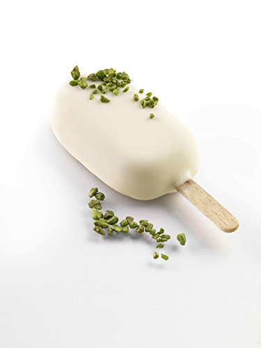 Silikomart GEL01MB MINI CLASSIC  - Mini moldes de congelador para helados y aperitivos (silicona, se incluyen 50 soportes de madera), diseño ovalado