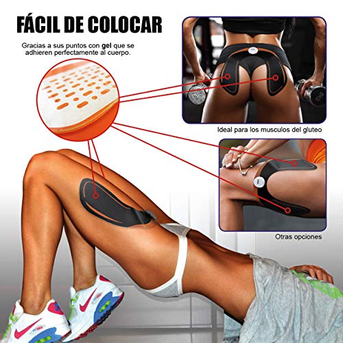 SILVANO Electroestimulador de glúteos para Fortalecer la Musculatura y Quemar Grasa sin Hacer Esfuerzo ni gastar Tiempo. Realza y tonifica la Zona tratada. También para Otras Zonas. (Negro&Naranja)