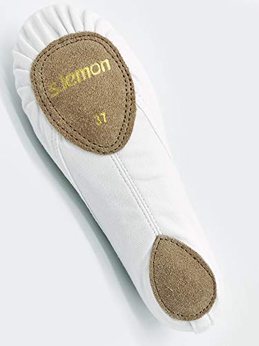 s.lemon Zapatillas de Ballet Lona Media Punta Ballet Zapatos Bailarina Principiantes Danza Zapatos para Niña Mujere Hombres 24-47 Bianco (36 EU)