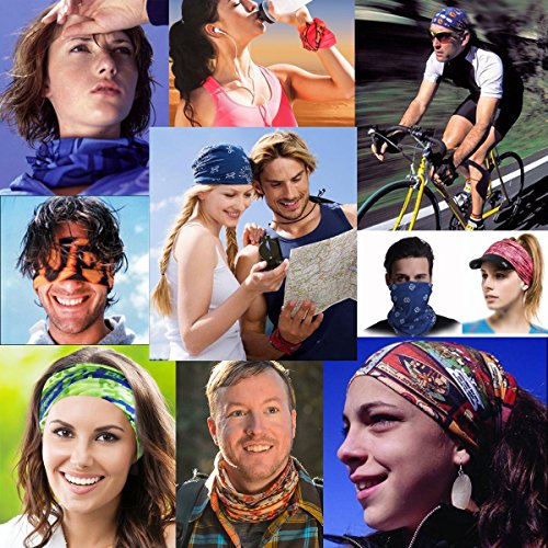 Slosh 8 Bandana Cintas Pelo Deporte Hombre Mujer Ciclismo Yoga Elastica Pañuelos Cabeza Turbante Lazo Tenis UV Moto Playa (8 PCS)