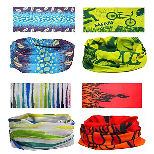 Slosh 8 Bandana Cintas Pelo Deporte Hombre Mujer Ciclismo Yoga Elastica Pañuelos Cabeza Turbante Lazo Tenis UV Moto Playa (8 PCS)