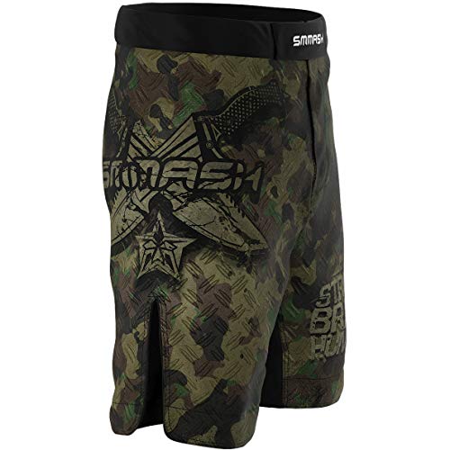 SMMASH Combat 3.0 Deporte Profesionalmente Pantalones Cortos MMA para Hombre, Shorts MMA, BJJ, Grappling, Krav Maga, Material Transpirable y Antibacteriano, (L)