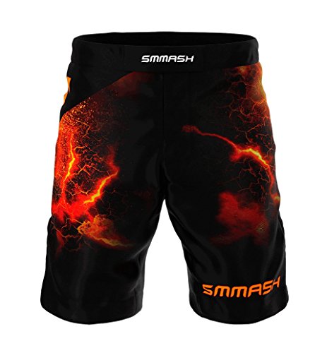 SMMASH Diablo Deporte Profesionalmente Pantalones Cortos MMA para Hombre, Shorts MMA, BJJ, Grappling, Krav Maga, Material Transpirable y Antibacteriano, (M)