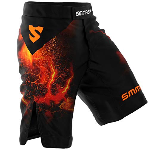 SMMASH Diablo Deporte Profesionalmente Pantalones Cortos MMA para Hombre, Shorts MMA, BJJ, Grappling, Krav Maga, Material Transpirable y Antibacteriano, (M)