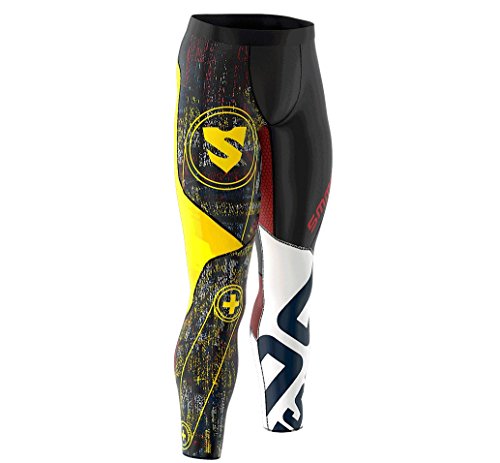 SMMASH Graffiti Deportivo Largo Leggins Hombre, Pantalones Largo Deporte Dombre por un Gimnasio de Yoga Corrientes, Material Transpirable y Antibacteriano, (XL)