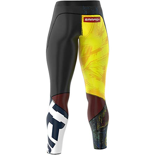 SMMASH Graffiti Deportivo Largo Leggins Hombre, Pantalones Largo Deporte Dombre por un Gimnasio de Yoga Corrientes, Material Transpirable y Antibacteriano, (XL)