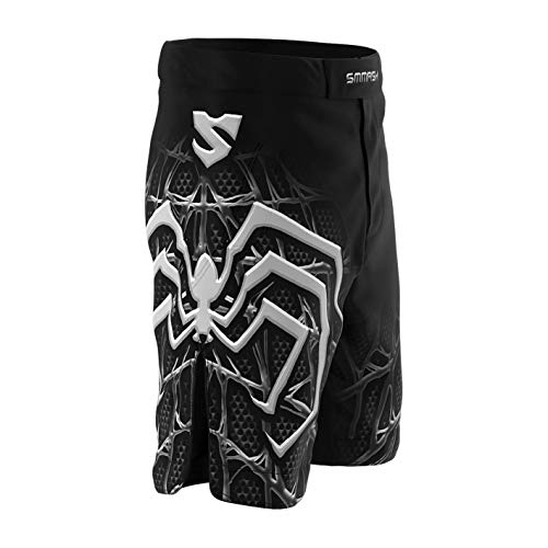 SMMASH Venom Deporte Profesionalmente Pantalones Cortos MMA para Hombre, Shorts MMA, BJJ, Grappling, Krav Maga, Material Transpirable y Antibacteriano, (L)