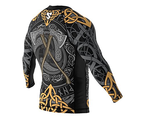 SMMASH Viking Rashguard Hombre Manga Larga, Camisetas Hombre para MMA, Artes Marciales, Krav Maga, BJJ, K1, Karate, Material Transpirable y Antibacteriano, (S)