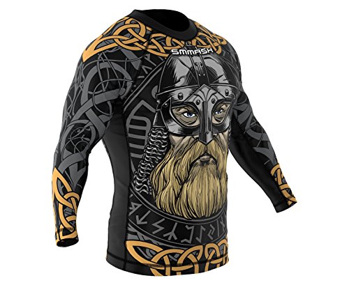 SMMASH Viking Rashguard Hombre Manga Larga, Camisetas Hombre para MMA, Artes Marciales, Krav Maga, BJJ, K1, Karate, Material Transpirable y Antibacteriano, (S)