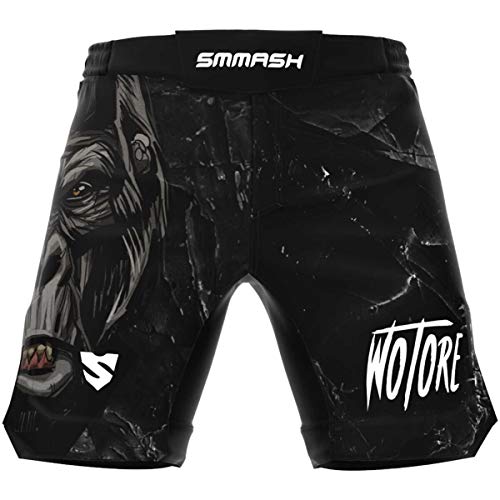 SMMASH Wotore Gorilla Deporte Profesionalmente Ultraligero Pantalones Cortos MMA para Hombre, Shorts MMA, BJJ, Grappling, Krav Maga, Material Transpirable y Antibacteriano, (M)