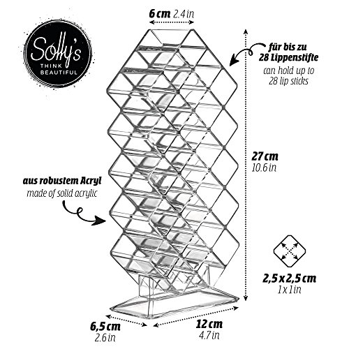 Solly´s Sarah - Organizador de Maquillaje para Barras de Labios, Acrílico, Transparente