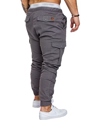 SOMTHRON Hombre Cinturón de Cintura elástico Pantalones de chándal de algodón Largo Jogging Pantalones de Carga Deportiva de Talla Grande Pantalones Cortos con Bolsillos Pantalones (GY-M)