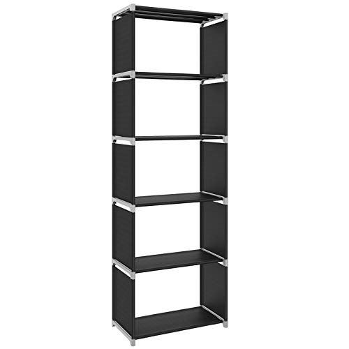 SONGMICS EstanterÍa de Almacenamiento, LibrerÍa de 5 Niveles, Organizador para Zapatos, Cada Estante Tiene Capacidad de 5 kg, 50 x 30 x 180 cm, para HabitaciÓn, SalÓn, Armario, Negro LSN15H