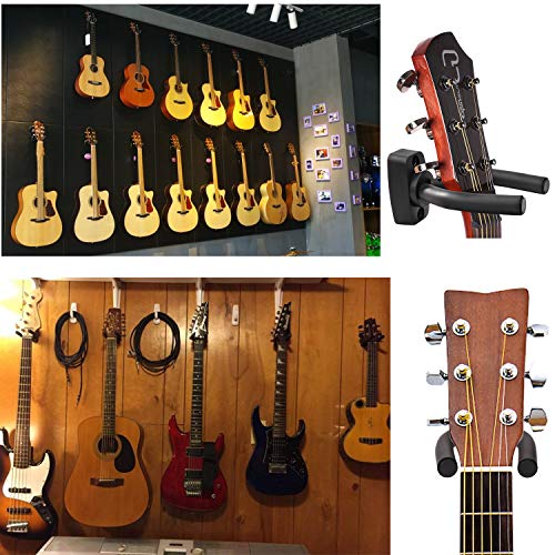 Soporte Pared Guitarra Colgador de Guitarra Eléctrica Ajustable Ganchos de Pared de Guitarra con Tornillos para Banjo Bajo Ukulele Mandolina Negro (4 Piezas)