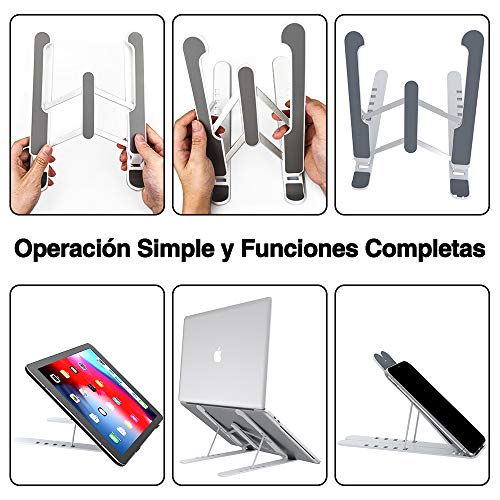 Soporte Portátil Mesa 6 Ángulos Ajustables, Plástico ABS+silicona+aleación de aluminio, Soporte Ordenador Ventilado Plegable, Laptop Stand, Ligero Soporte Mesa para Macbook DELL XPS, HP, PC 10-15.6"