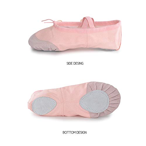 Soudittur Zapatillas de Ballet Suela Partida de Cuero Calzado de Danza para Niña y Mujer Adultos Rosa Tallas 34