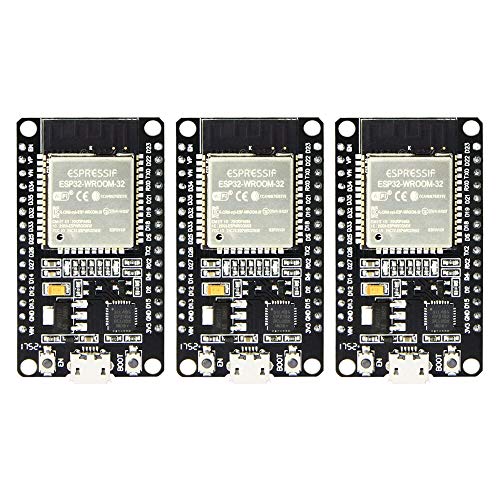 SP-Cow ESP32 modulo WiFi Placa de Desarrollo, ESP-WROOM-32 ESP-32 ESP-32S 2.4GHz WiFi + Bluetooth Modo Dual Módulo de Antena con Ultra Low Power (3 Pack)