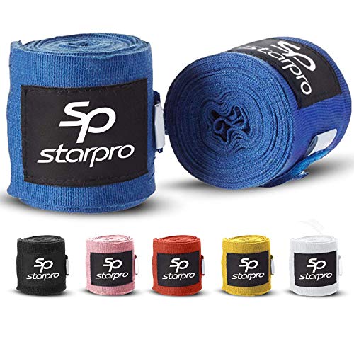 Starpro mexicanas Vendas de Mano Thump n ’Loop |Vendajes de algodón Tejido con Carbono|Colores múltiples| para Boxeo Muay Thai Kickboxing Karate Lucha Artes Marciales Gimnasio Fitness 2.55m 3.5m 4.5m