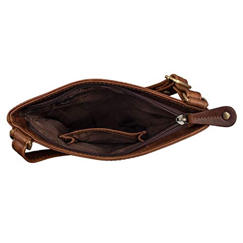 STILORD 'Alicia' Bolsos de Cuero para Mujer Pequeño Bolso Bandolera o de Hombro para Salir Fiesta Diario Viaje Estilo Vintage de Piel Auténtica, Color:Mocca - marrón Oscuro