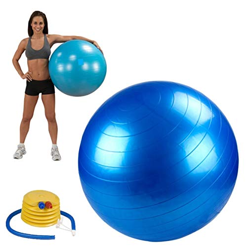 SturdyFoot - Pelota de Ejercicio antiexplosión y Extra Gruesa, Bola Suiza con Bomba, Bola de Nacimiento para Yoga, Pilates, Fitness, Embarazo y Trabajo, Color Azul, tamaño 85 cm