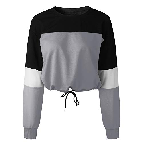 Sudadera para Mujer,riou Sudaderas Adolescentes Chica De Manga Larga Empalme Color Moda Sudadera Pullover Tops Blusa Mejor Venta Superior