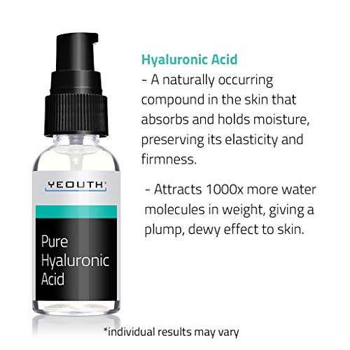 Suero Ácido Hialurónico Facial YEOUTH - Fórmula 100% pura para el antienvejecimiento! (1oz)