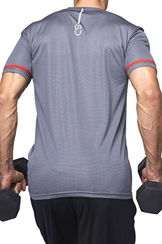 Sundried Camiseta de Entrenamiento último Entrenamiento Hombres de Ropa de la Aptitud (Gris, L)