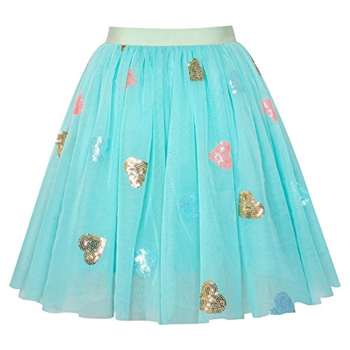 Sunny Fashion Chicas Falda Azul Corazón Lentejuelas Espumoso Tutu Bailando 7-8 años