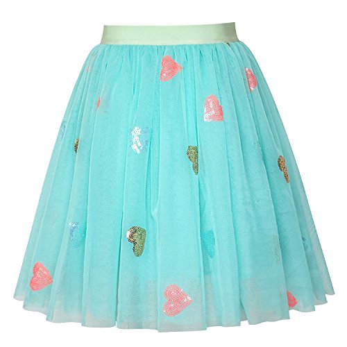 Sunny Fashion Chicas Falda Azul Corazón Lentejuelas Espumoso Tutu Bailando 7-8 años