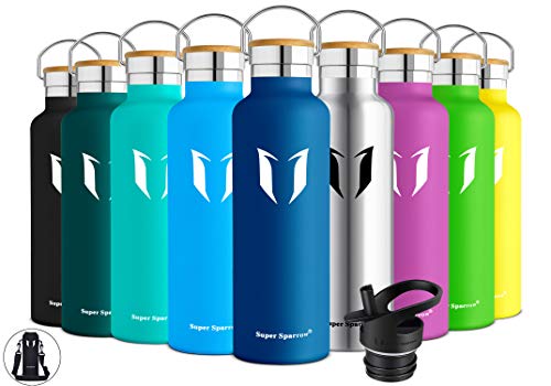 Super Sparrow Botella de agua aislada al vacío de acero inoxidable, diseño de pared doble, boca estándar - 350ml / 500ml / 620ml / 750ml / 1L - sin bpa Botellas - para correr, gimnasio, yoga, ciclismo