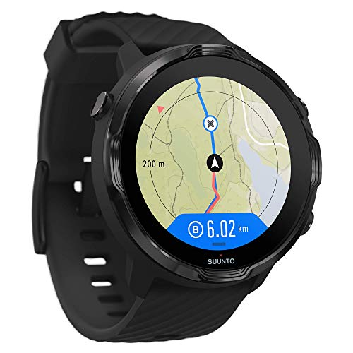 Suunto 7, Smartwatch para deporte y fitness, Unisex, Negro, Acero/Poliamida, Correa de silicona, Pantalla táctil, Gorilla Glass, SS050378000​