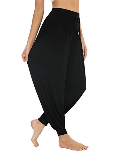 Sykooria Pantalones de Yoga para Mujer de Algodón Modal Pantalones Deportivos Harem Mujer de Anchos Sueltos de Cintura Alta Pilates Baile