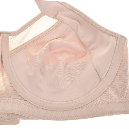 SYROKAN - Sujetador Deportivo con Aros Espalda Deportiva Sin Relleno para Mujer Beige 95D