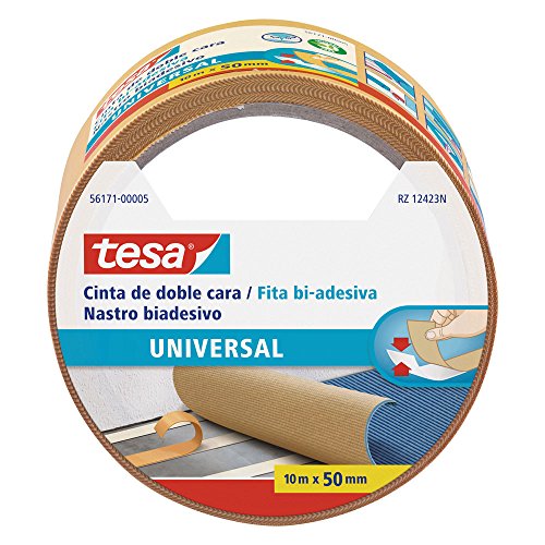 tesa TE56171-00005-11 Cinta doble cara Universal 10m x 50mm beige, Standard, 10 m x 50 mm