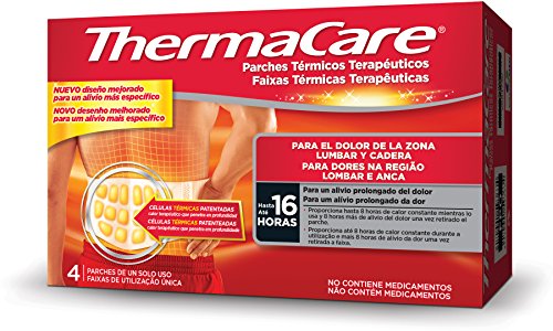 THERMACARE Parche Térmico Terapéutico - 4 parches - Para el Dolor Lumbar y Cadera - Alivio Prolongado del Dolor Hasta 16 Horas - Sin Medicamentos