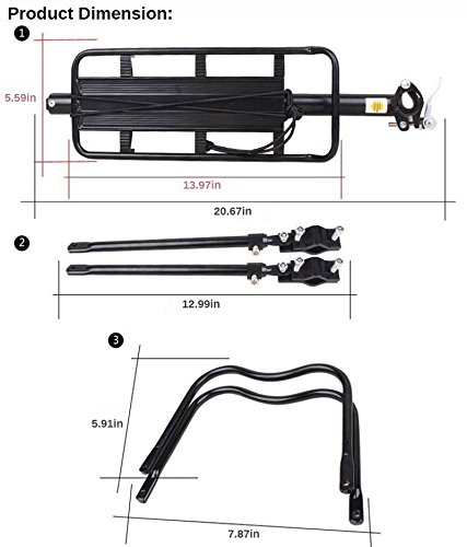 ThreeH Bicicleta Trasera Rack Aluminio Ciclismo Ajustable portaequipajes con Reflector BK43