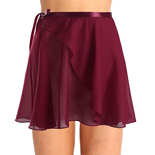 TiaoBug Falda de Gasa Deportiva Niñas para Danza Ballet Gimnasia Patinaje Niñas Infántil y Mujer Adulta con Cinturilla para Leotardo Maillot Deporte Wine Red One Size