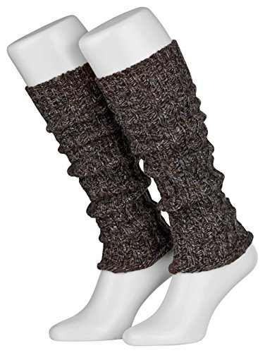 Tobeni 1 Par de Calentadores de Piernas de las Mujer de Invierno cálido Cuello Legwarmer Lana Color Multicolor-Marrón Tamaño Talla única