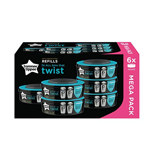 Tommee Tippee Sangenic Recambios Sistema avanzado para desechar pañales Twist & Click, paquete de 6 (compatibles con los contenedores Sangenic TEC y Twist and Click)