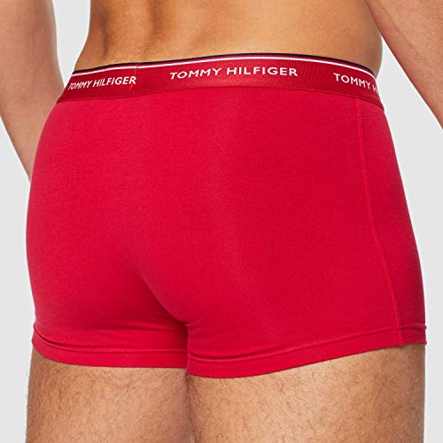 Tommy Hilfiger 3p Trunk Bóxer, Blanco (White/Tango Red/Peacoat 611), Medium (Pack de 3) para Hombre