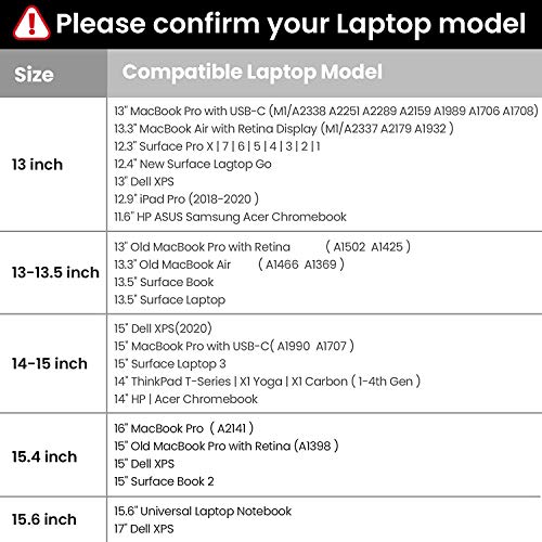 tomtoc Maletín Portátil para 13" Nuevo MacBook Air M1/A2337 A2179 A1932 2018-2020, MacBook Pro M1/A2338 A2251 A2289 2016-2020, 12,3" Surface Pro X/7/6/5/4, Funda Protectora con Bolsillo de Accesorios